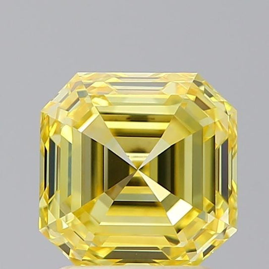2 CT Asscher Cut Vivid Yellow Lab Grown Diamond For Engagement Ring