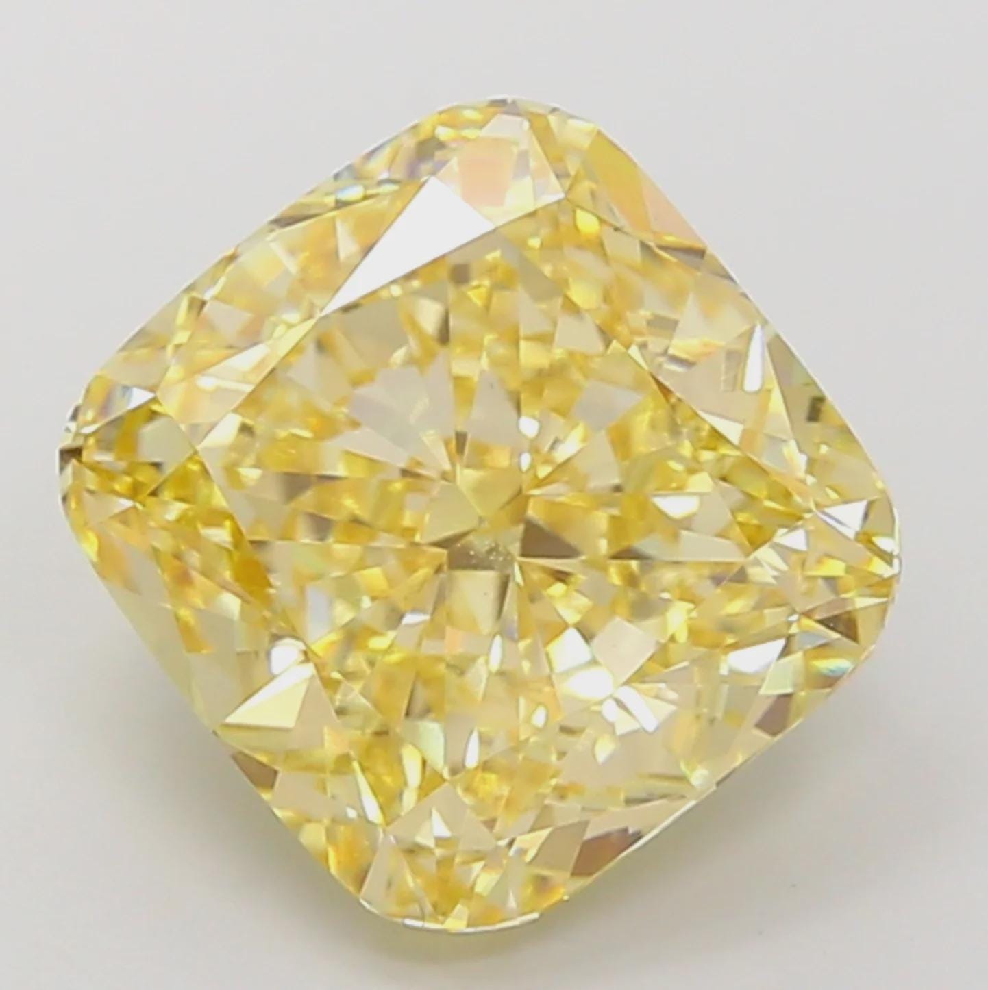 7 CT Cushion Cut Yellow Lab Grown Diamond For Engagement Ring