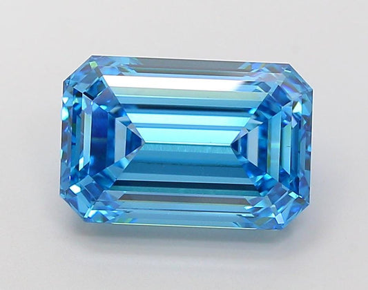 7 CT Emerald Cut Vivid Blue Lab Created Diamond For Engagement Ring | Artificial Diamonds