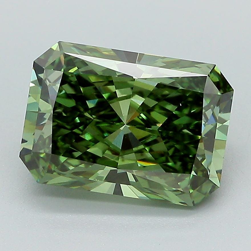 3 CT Radiant Cut Vivid Green Lab Created Diamond For Engagement Ring