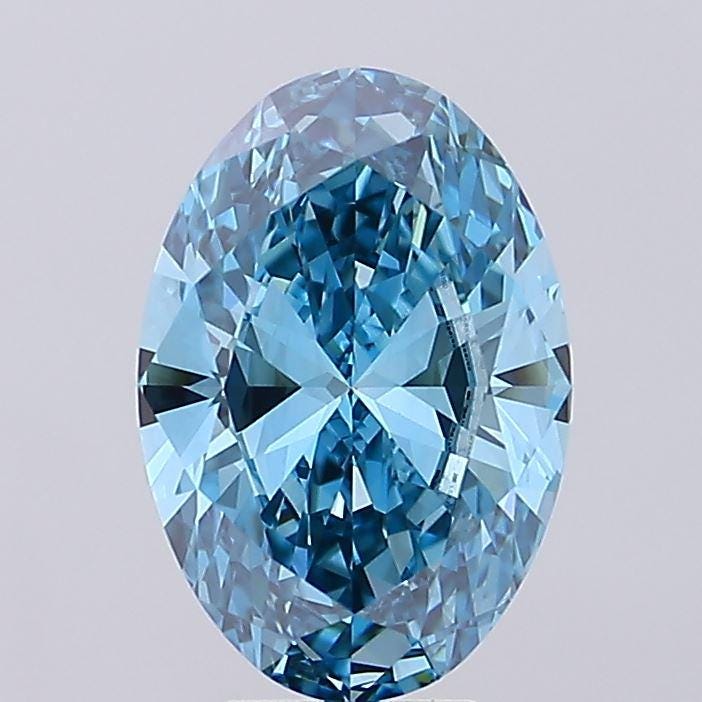 6 CT Oval Vivid Blue Lab Grown Diamond For Engagement Ring