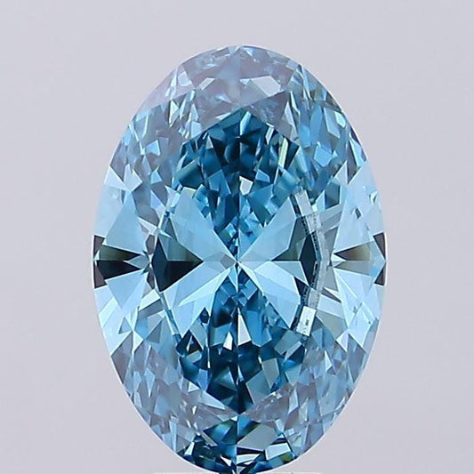 6 CT Oval Vivid Blue Lab Grown Diamond For Engagement Ring