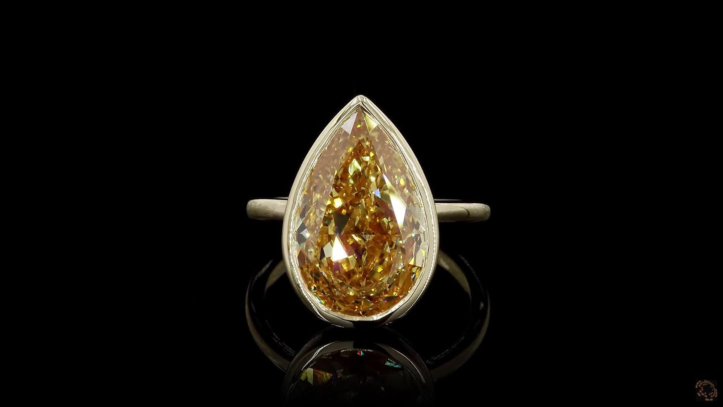 Bezel set Pear Lab Grown Diamond Engagement Ring or Wedding Ring in 14KT Yellow Gold