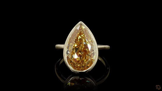 Bezel set Pear Lab Grown Diamond Engagement Ring or Wedding Ring in 14KT Yellow Gold