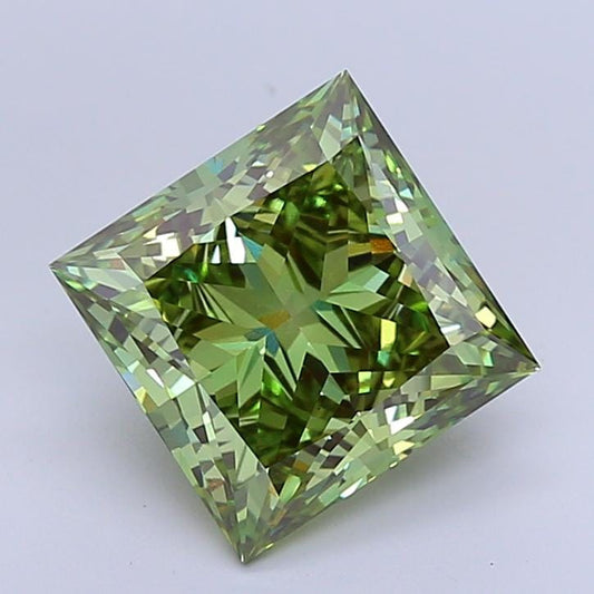5 CT Vivid Green Princess Cut Lab Grown Diamond For Engagement Ring