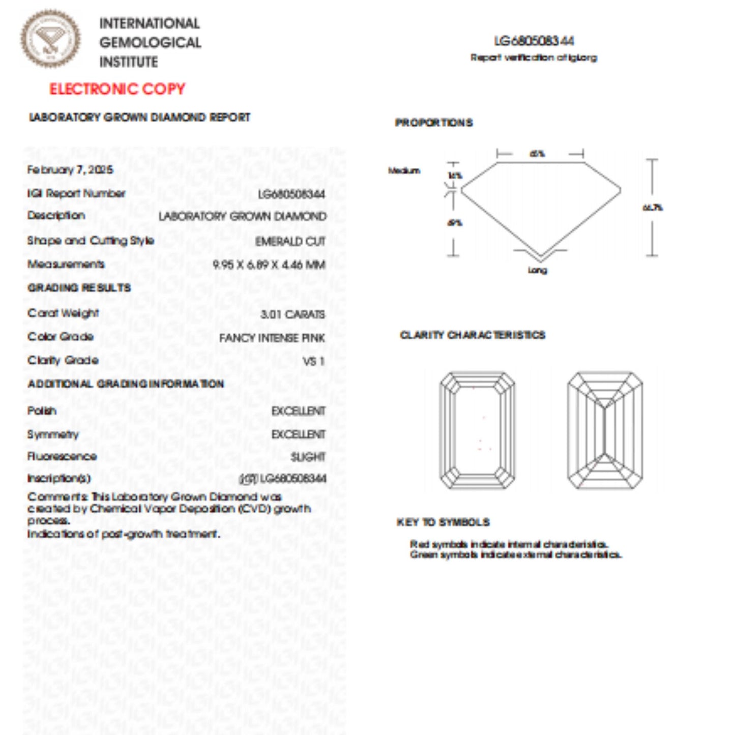 3 CT Emerald Cut Intense Pink Lab Grown Diamond For Engagement Ring