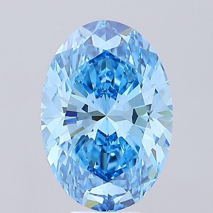 7 CT Oval Vivid Blue Lab Grown Diamond For Engagement Ring