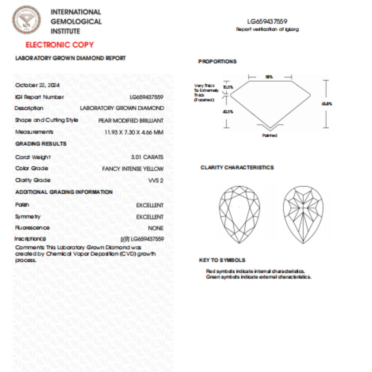 3 CT Pear Intense Yellow Lab Grown Diamond For Engagement Ring