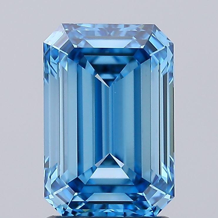 2 CT Emerald Cut Vivid Blue IGI Certified Lab Grown Diamond For Engagement Ring