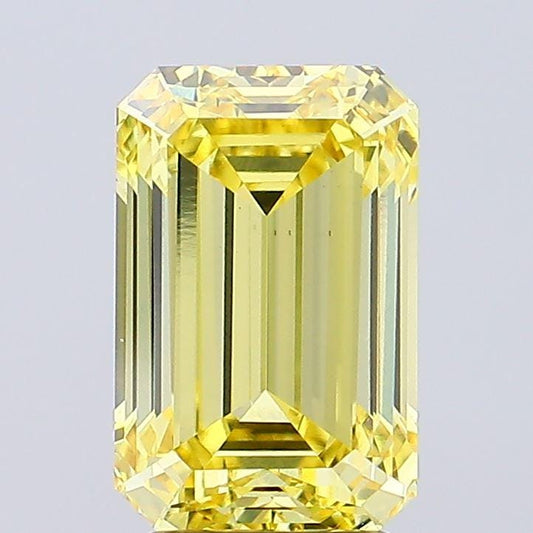 4 CT Emerald Cut Intense Yellow Lab Created Diamond