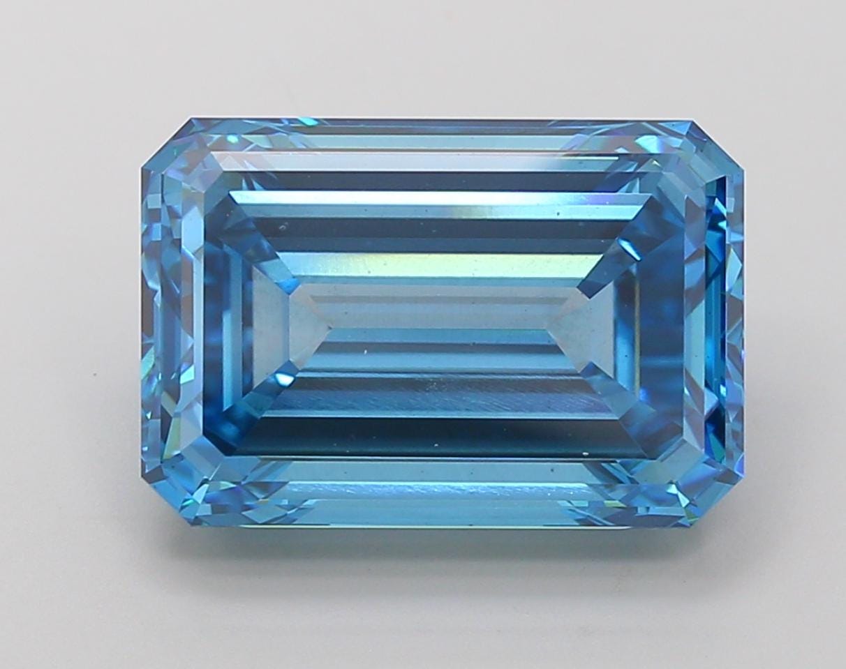 10 CT Blue Emerald Cut Lab Grown Diamond | IGI Certified