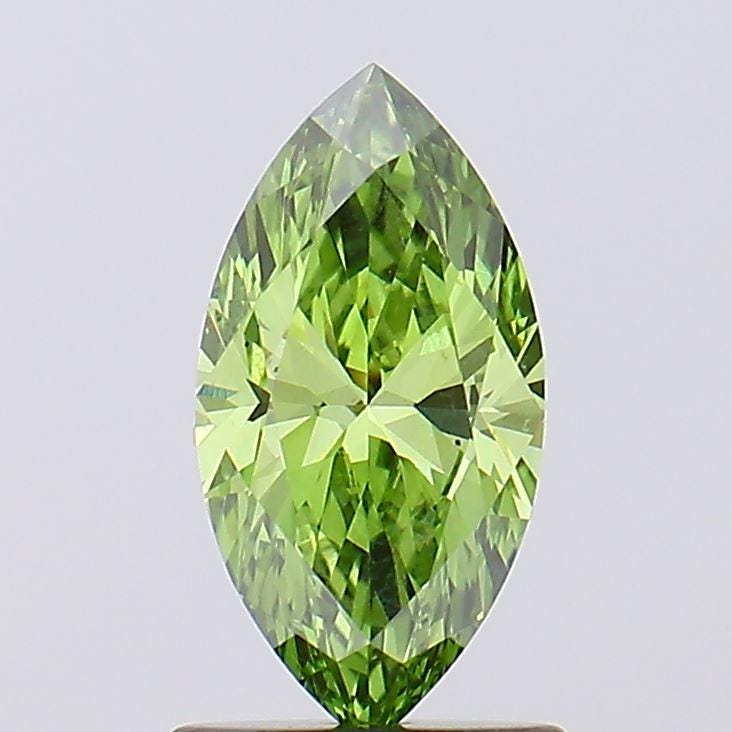 1 CT Marquise Vivid Green Lab Grown Diamond For Engagement Halo Ring | Anniversary Gift