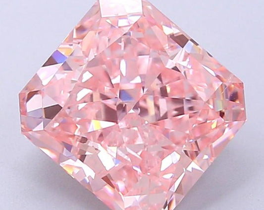 3.22 CT Radiant Vivid Pink Lab Grown Diamond For Engagement Ring
