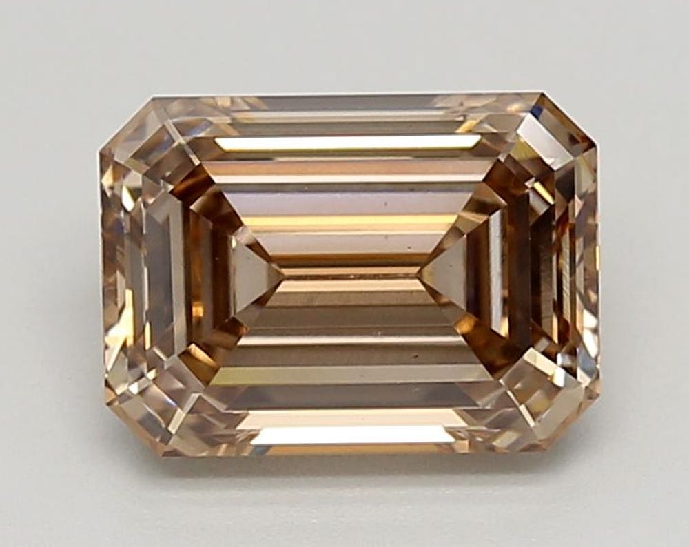 3 Carat Fancy Brown Emerald Cut Lab Grown Diamond For Engagement Ring